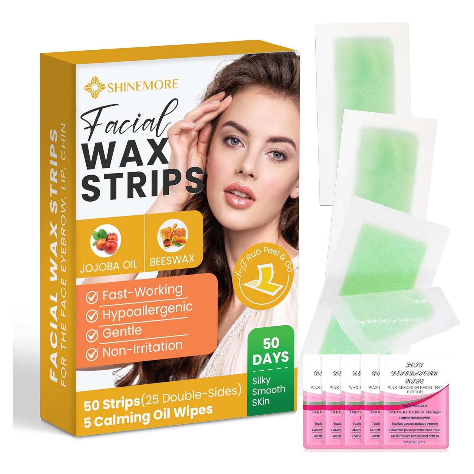 Tiras de Cera Facial ShineMore 50 Unidades Hipoalergénicas
