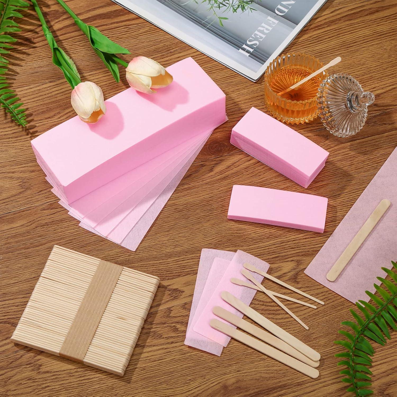 Kit de 400 Tiras de Cera No Tejidas Yaomiao Rosa