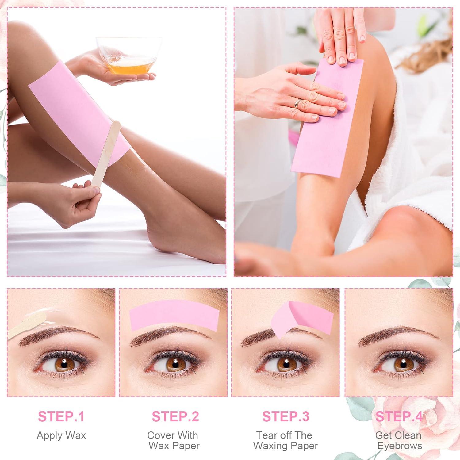 Kit de 400 Tiras de Cera No Tejidas Yaomiao Rosa