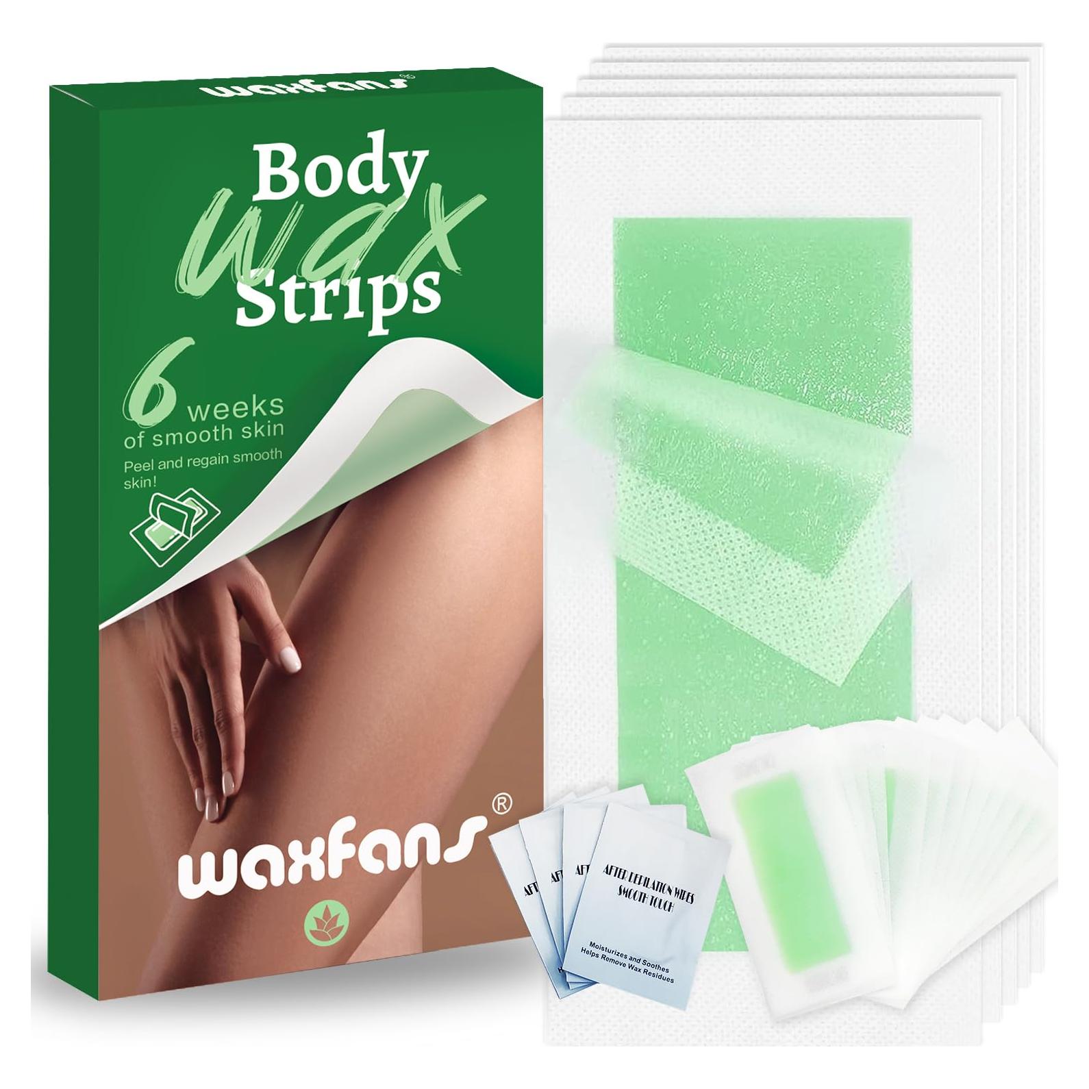 Cintas de Cera Depilación Waxfans Verde 60 Piezas Hipoalergénicas