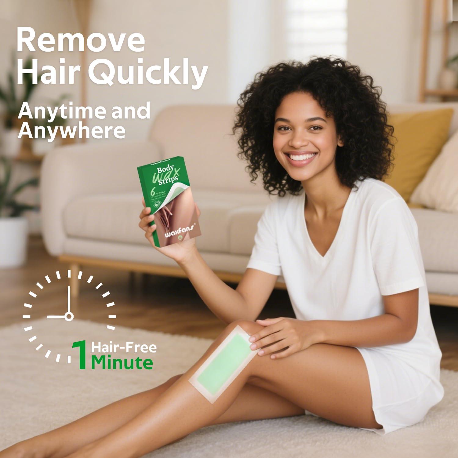 Cintas de Cera Depilación Waxfans Verde 60 Piezas Hipoalergénicas