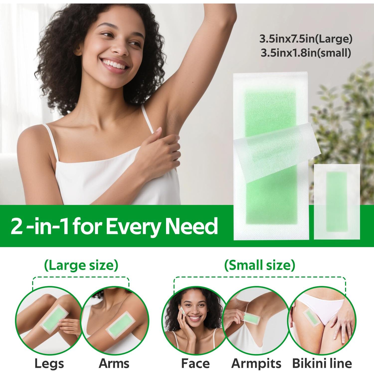 Cintas de Cera Depilación Waxfans Verde 60 Piezas Hipoalergénicas