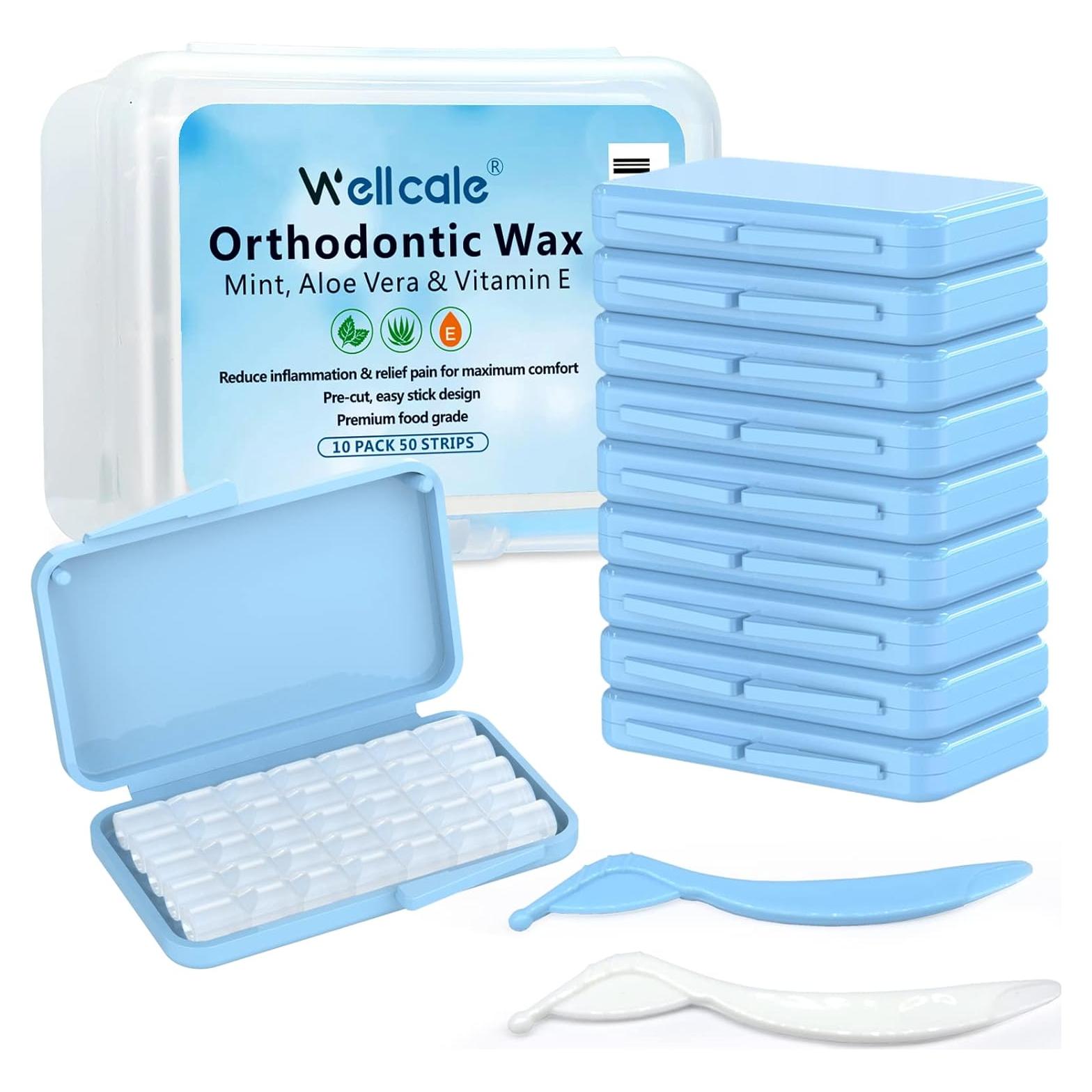 Cera para Brackets Wellcale 10 Paquetes Menta Aloe Vera