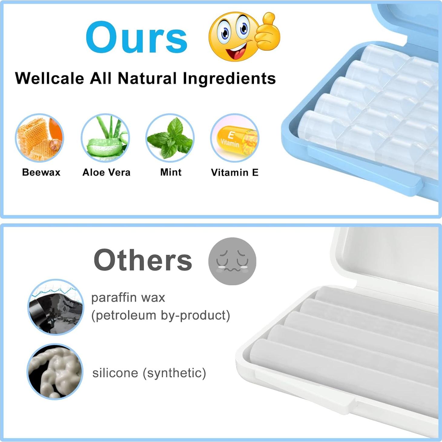 Cera para Brackets Wellcale 10 Paquetes Menta Aloe Vera