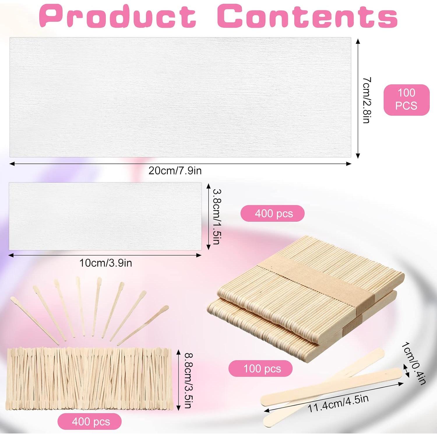 Kit Depilación Ireer 1000 Piezas Tiras Cera y Palitos