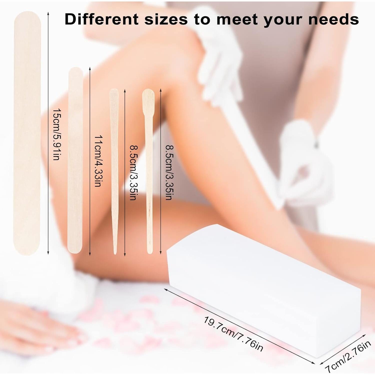 Kit de Cera FHDUSRYO 400 Pcs Tiras y Palitos Madera