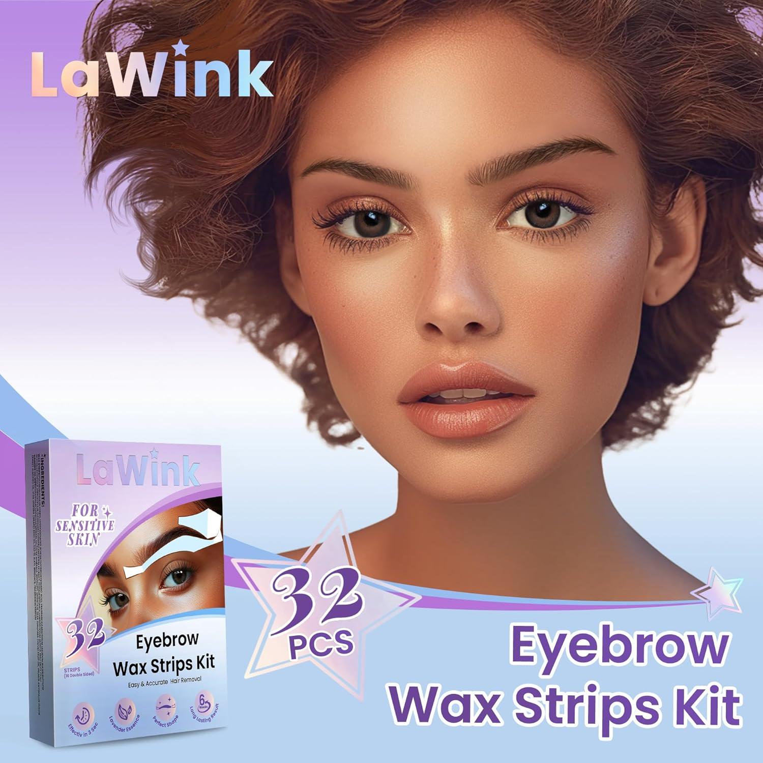 Cintas de Cera Facial LaWink para Cejas Sensibles 32 Unidades