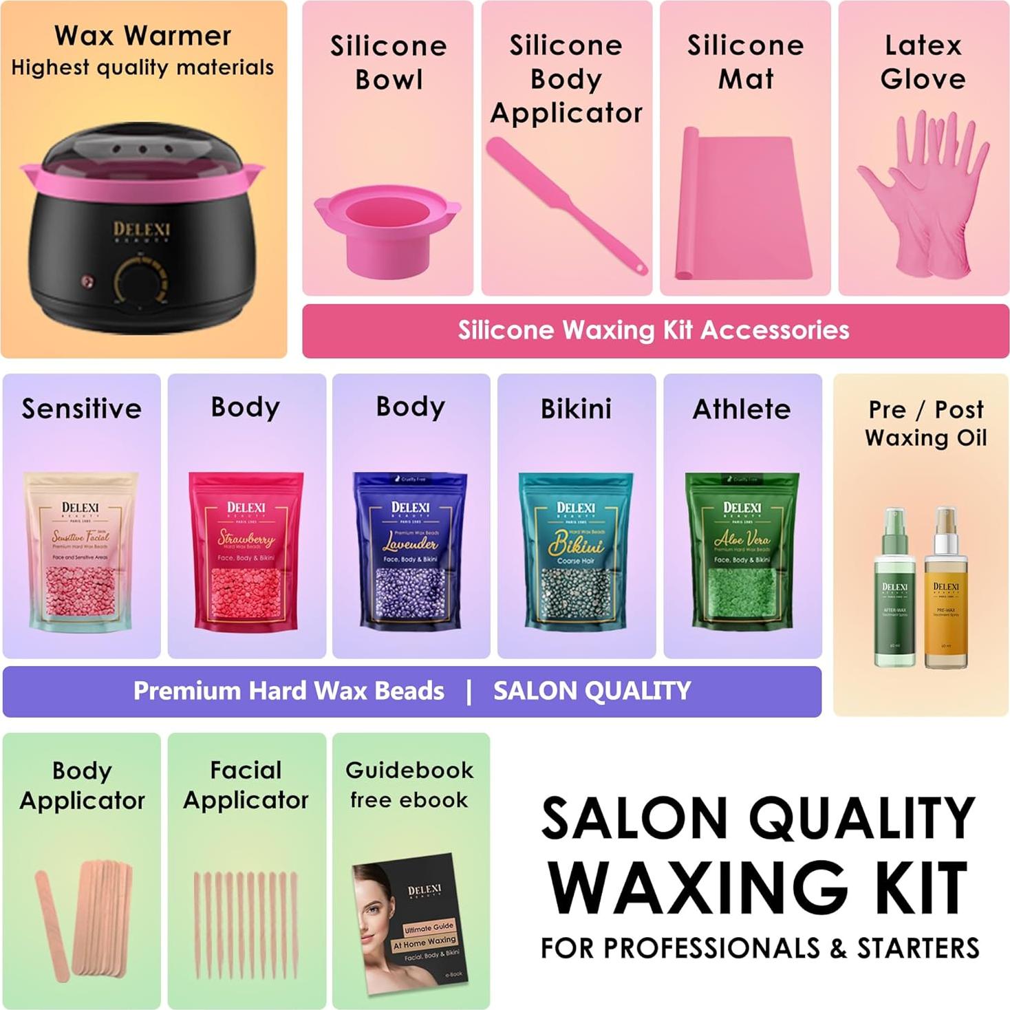 Kit de Cera Todo en Uno DELEXI 41g para Depilación Completa