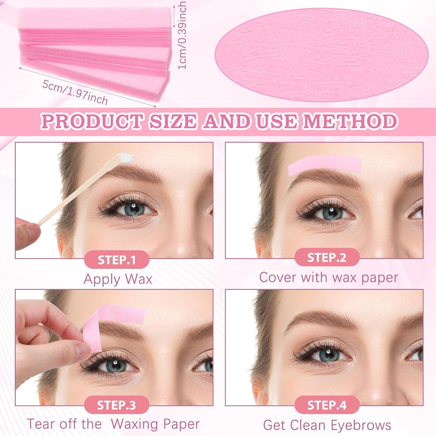 800 Tiras de Cera No Tejidas Linyuthia Rosa 5x1 cm