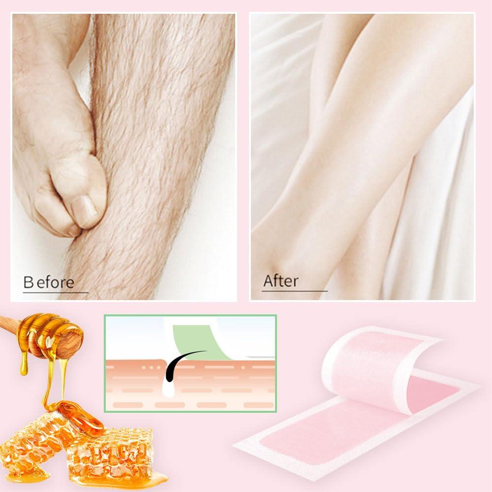 80 Tiras de Cera Depilatoria BXQJRJ + 20 Toallitas Calmantes