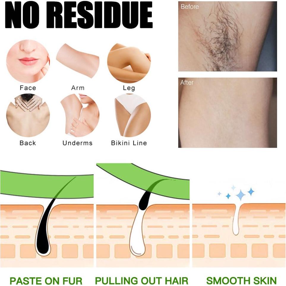 80 Tiras de Cera Depilatoria BXQJRJ + 20 Toallitas Calmantes