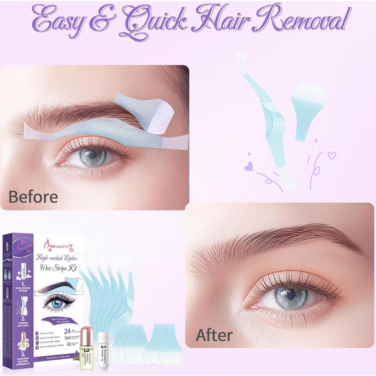 Kit de Cintas de Cera para Cejas Beauty7 - Piel Sensible