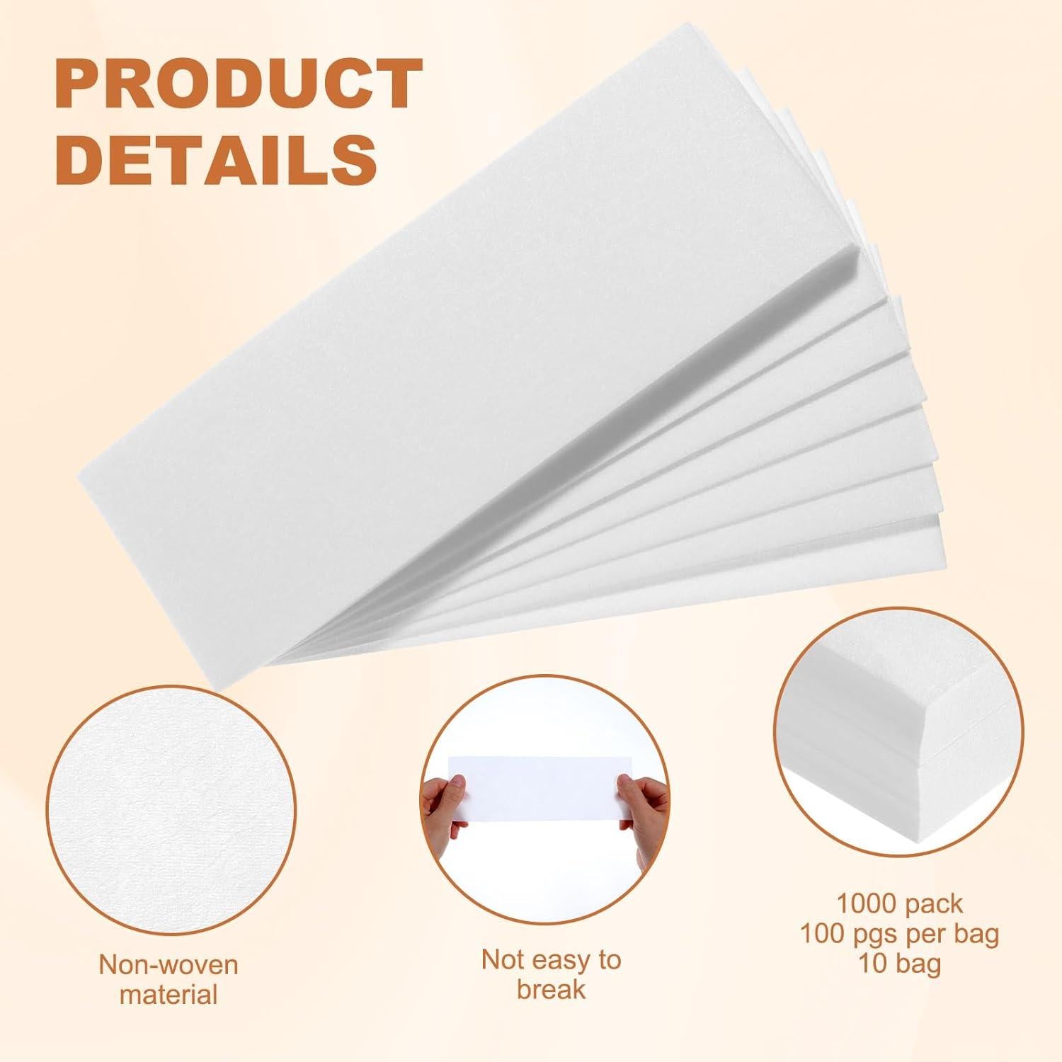 Tiras de Cera No Tejidas Lemecima 1000 Pcs 7x20 cm