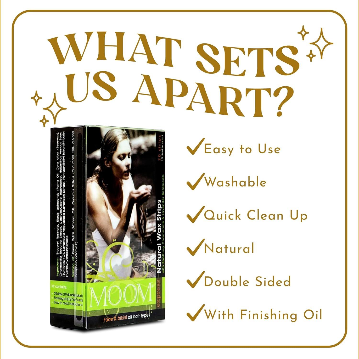 Tiras de Cera MOOM Express con Manzanilla y Lavanda - 10 Unidades