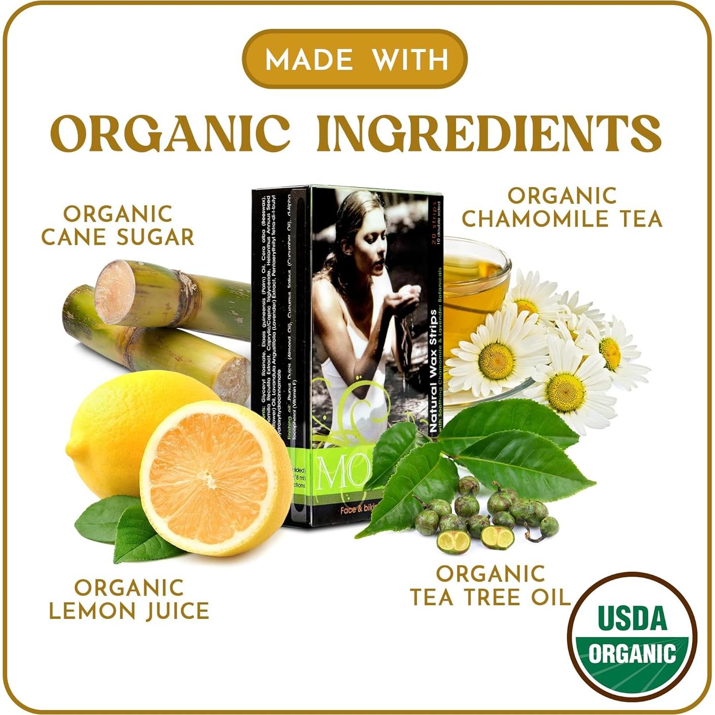 Tiras de Cera MOOM Express con Manzanilla y Lavanda - 10 Unidades