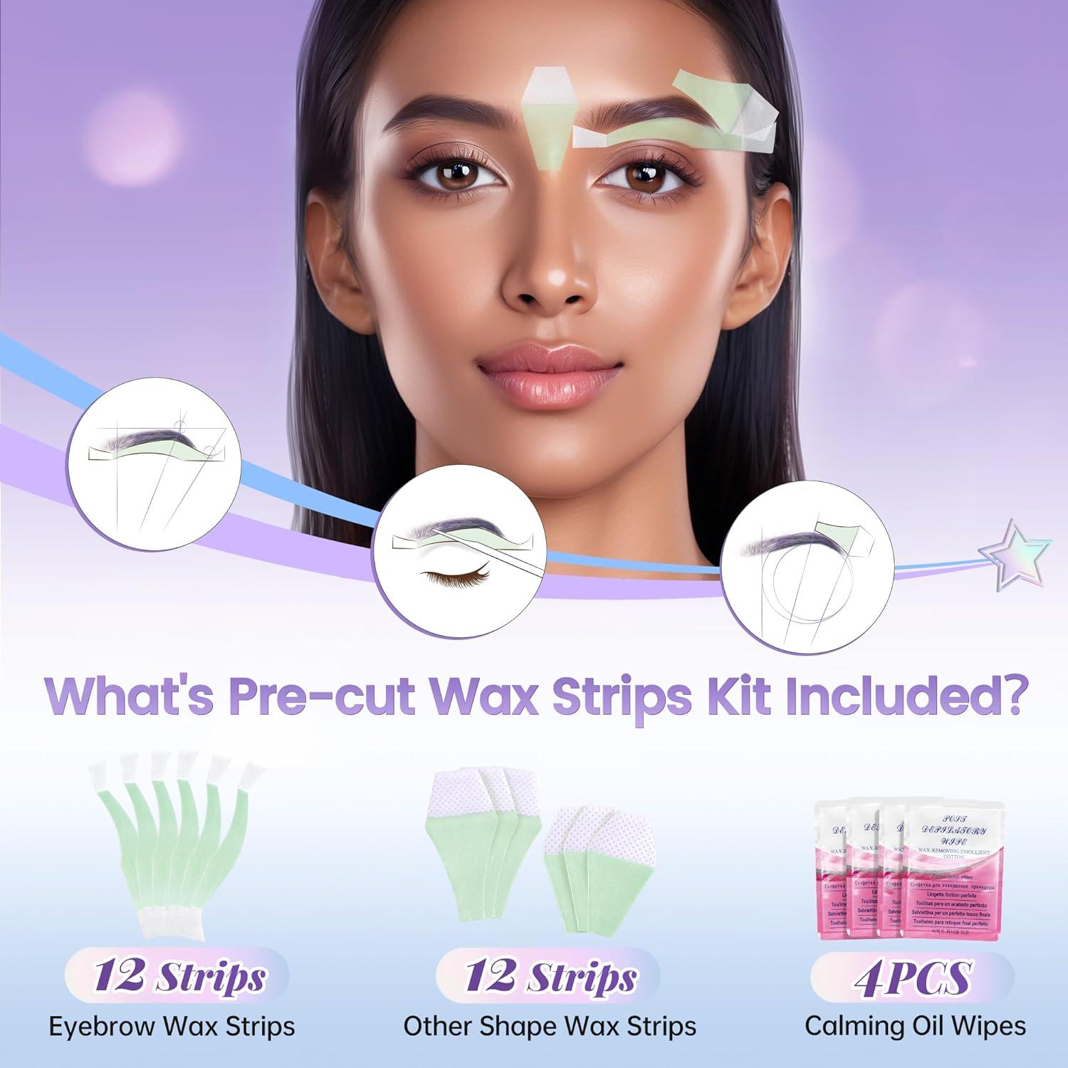 Kit de Cera Fría LaWink para Cejas - 24 Tiras + 4 Toallitas