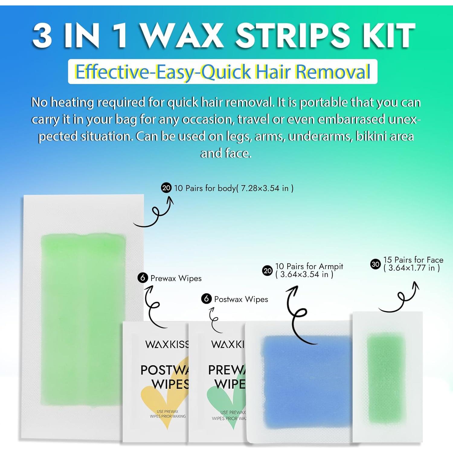 Kit de Cintas de Cera Waxkiss para Depilación - 70 Cintas Hipoalergénicas