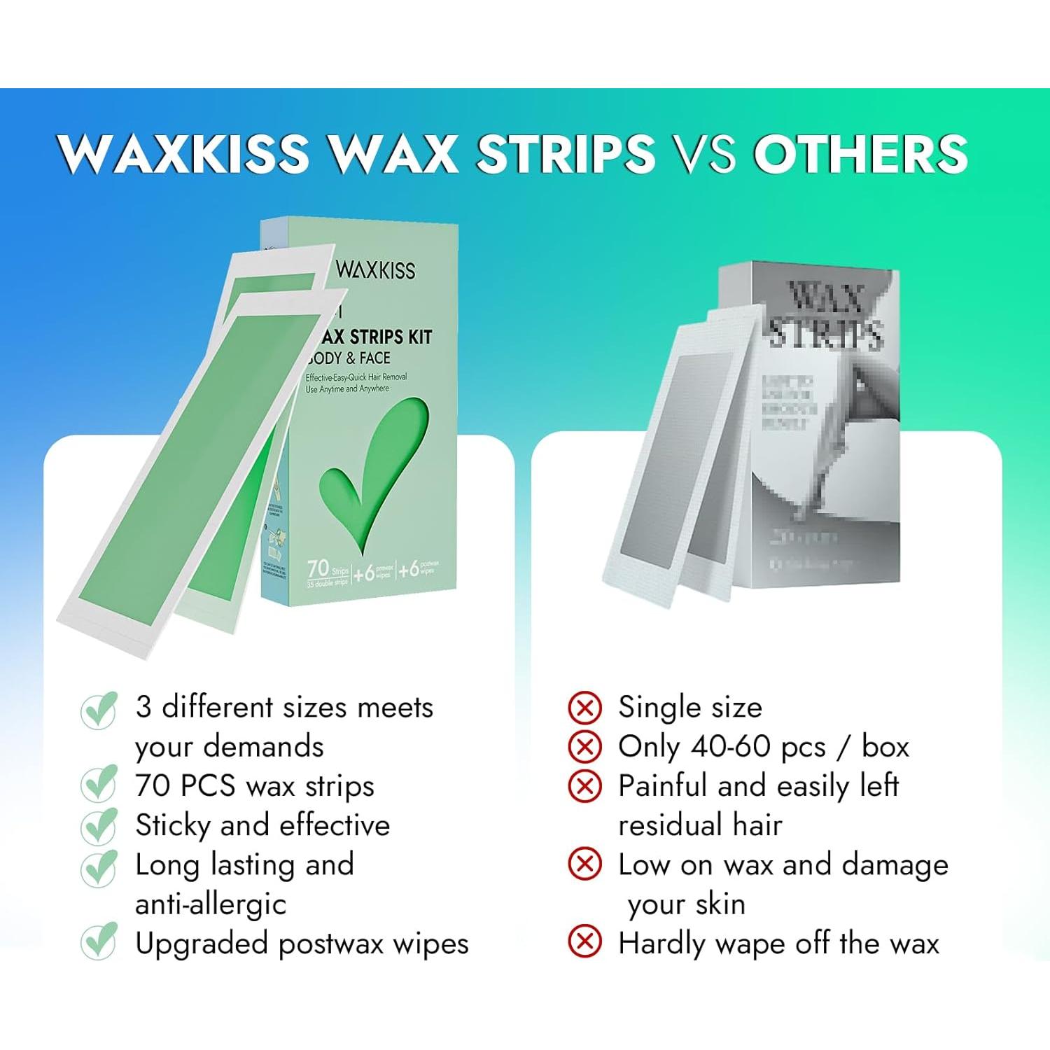 Kit de Cintas de Cera Waxkiss para Depilación - 70 Cintas Hipoalergénicas