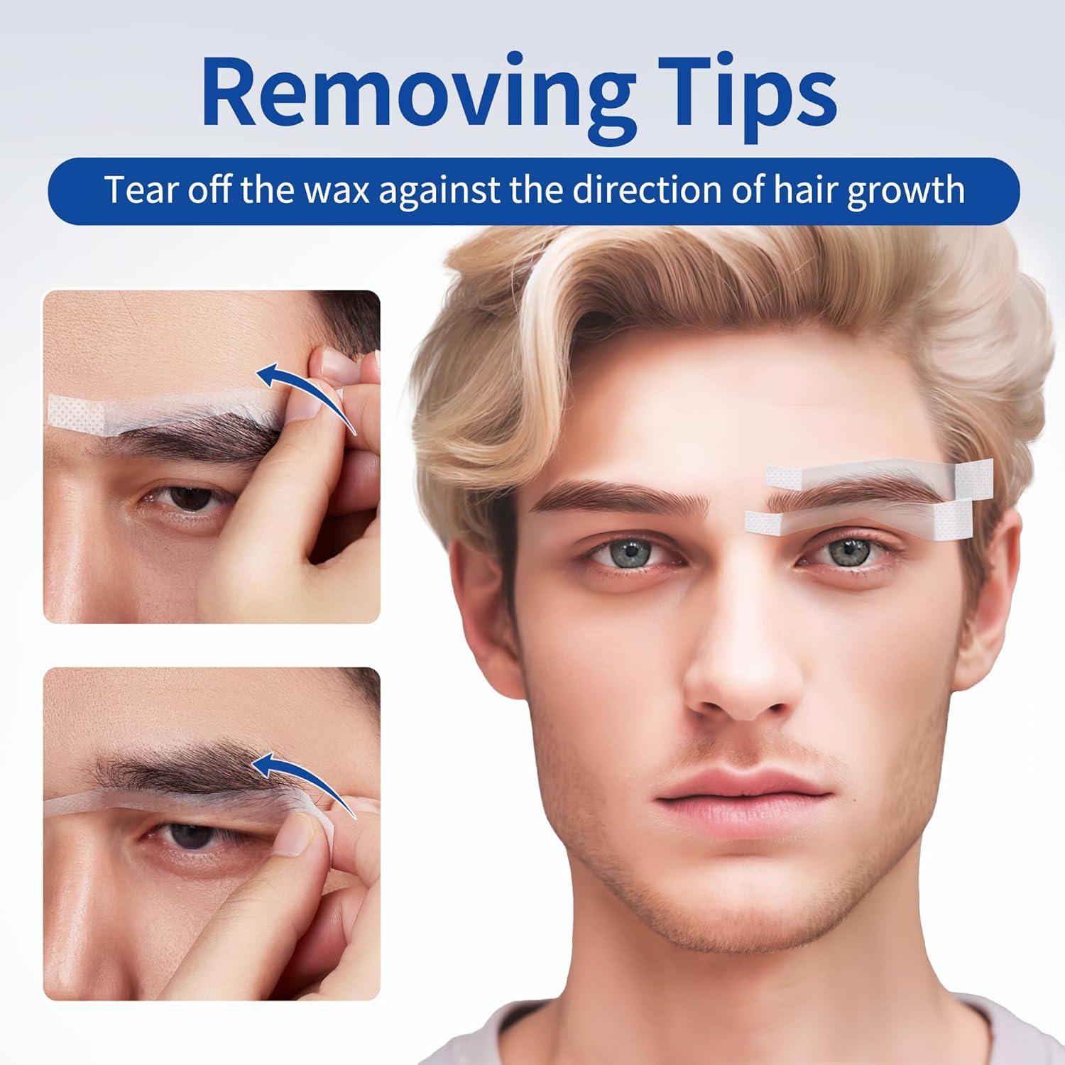 Ceras para Cejas Beauty7 para Hombres - 24 Tiras y 4 Toallitas