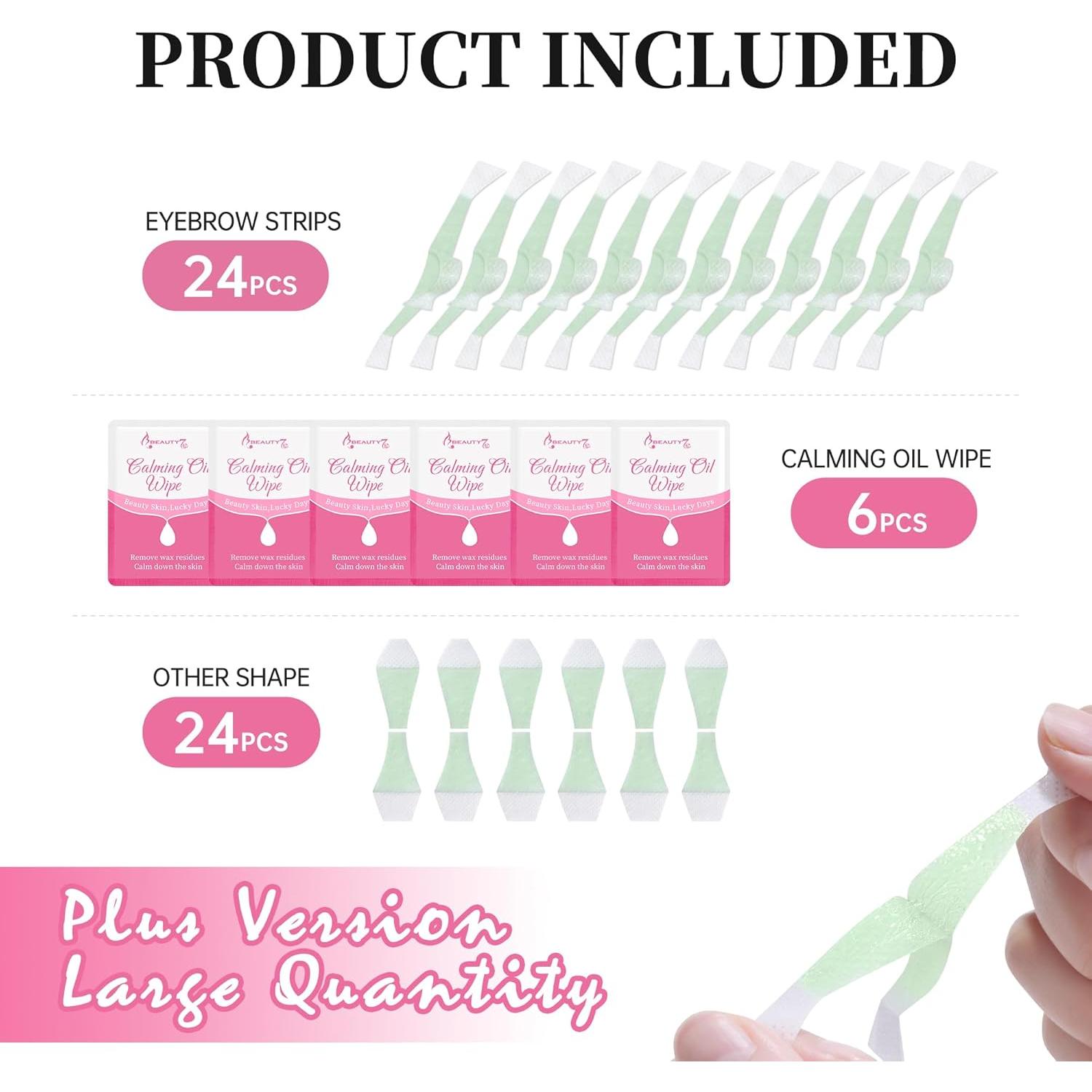 Cera para Cejas Beauty7 Fit 48 Tiras + 6 Toallitas Calmantes