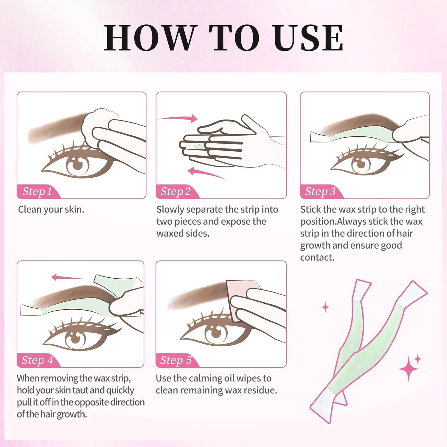 Cera para Cejas Beauty7 Fit 48 Tiras + 6 Toallitas Calmantes