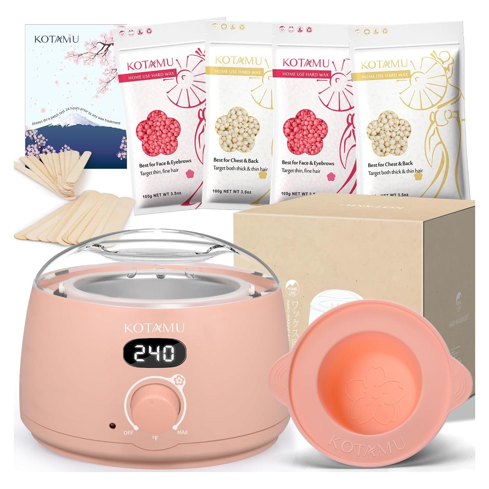 Kit de Depilación Digital KOTAMU Cera Rosa 1.28kg 25 Accesorios