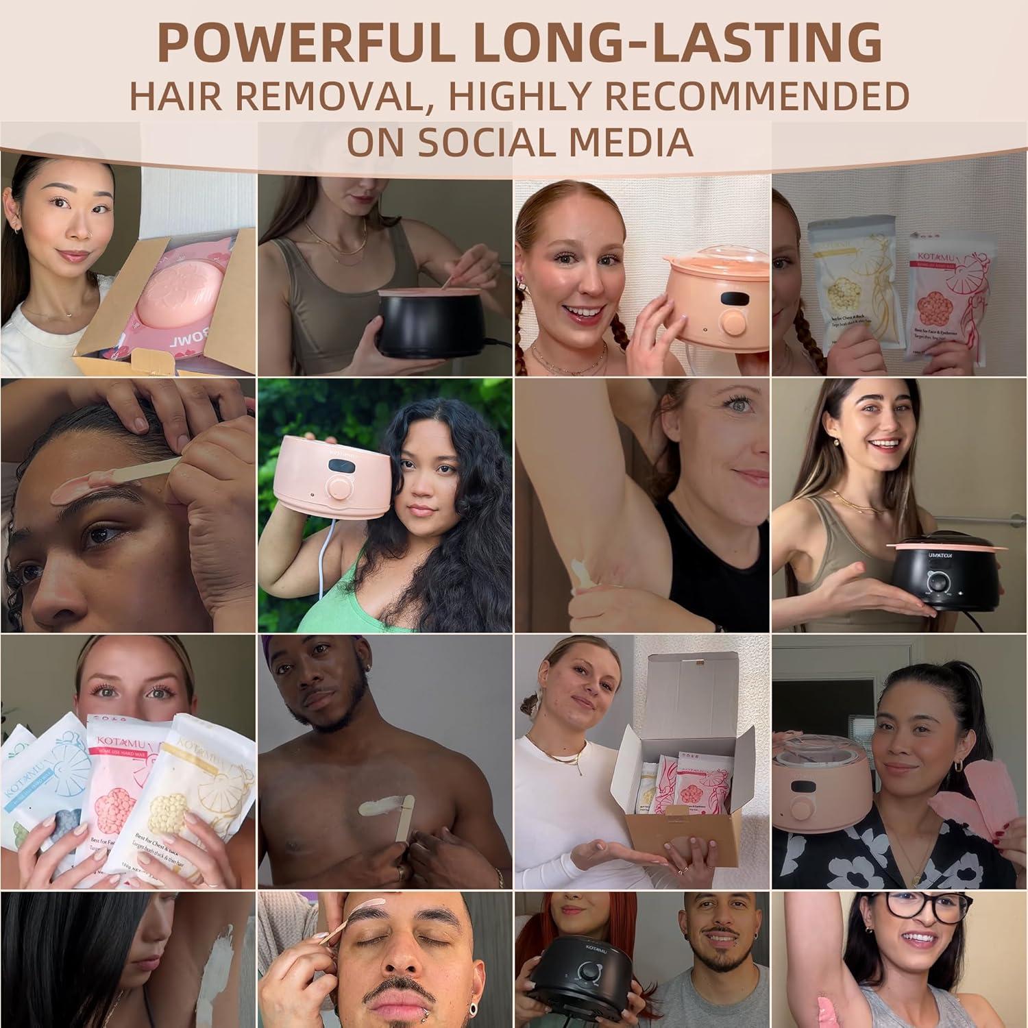Kit de Depilación Digital KOTAMU Cera Rosa 1.28kg 25 Accesorios