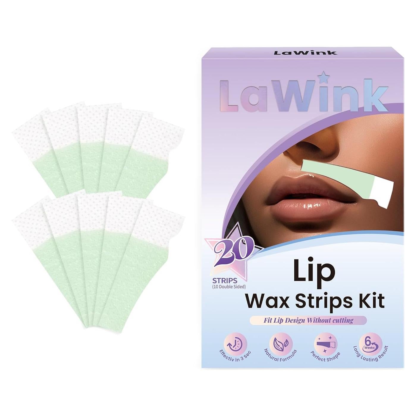 Kit de Ceras Faciales LAWINK - 20 Cintas + 4 Toallitas