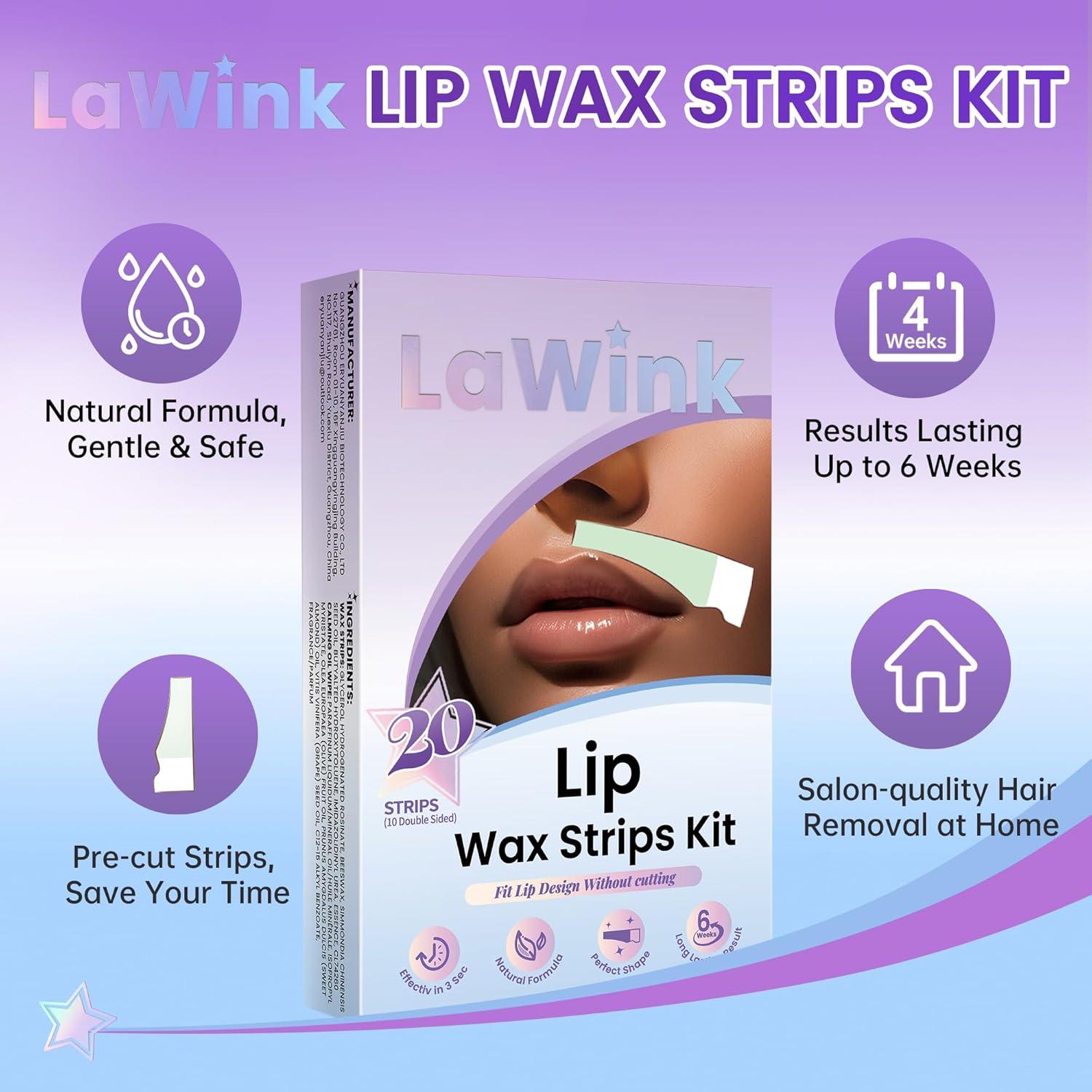 Kit de Ceras Faciales LAWINK - 20 Cintas + 4 Toallitas