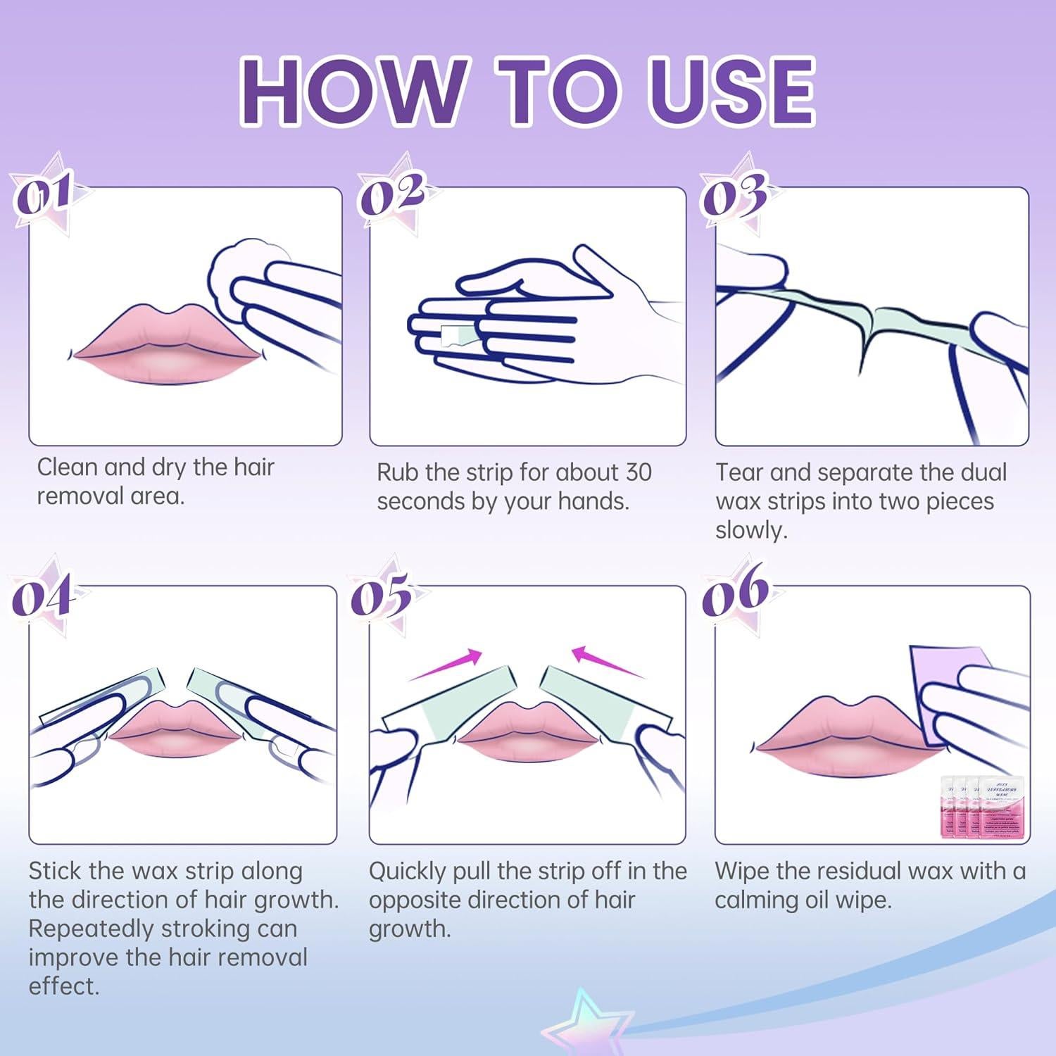 Kit de Ceras Faciales LAWINK - 20 Cintas + 4 Toallitas