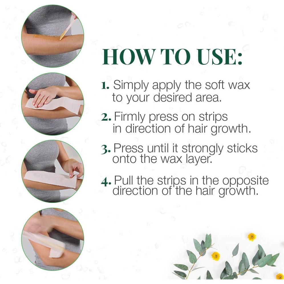 Tiras de Cera de Muselina Clean + Easy 100 Piezas Grandes