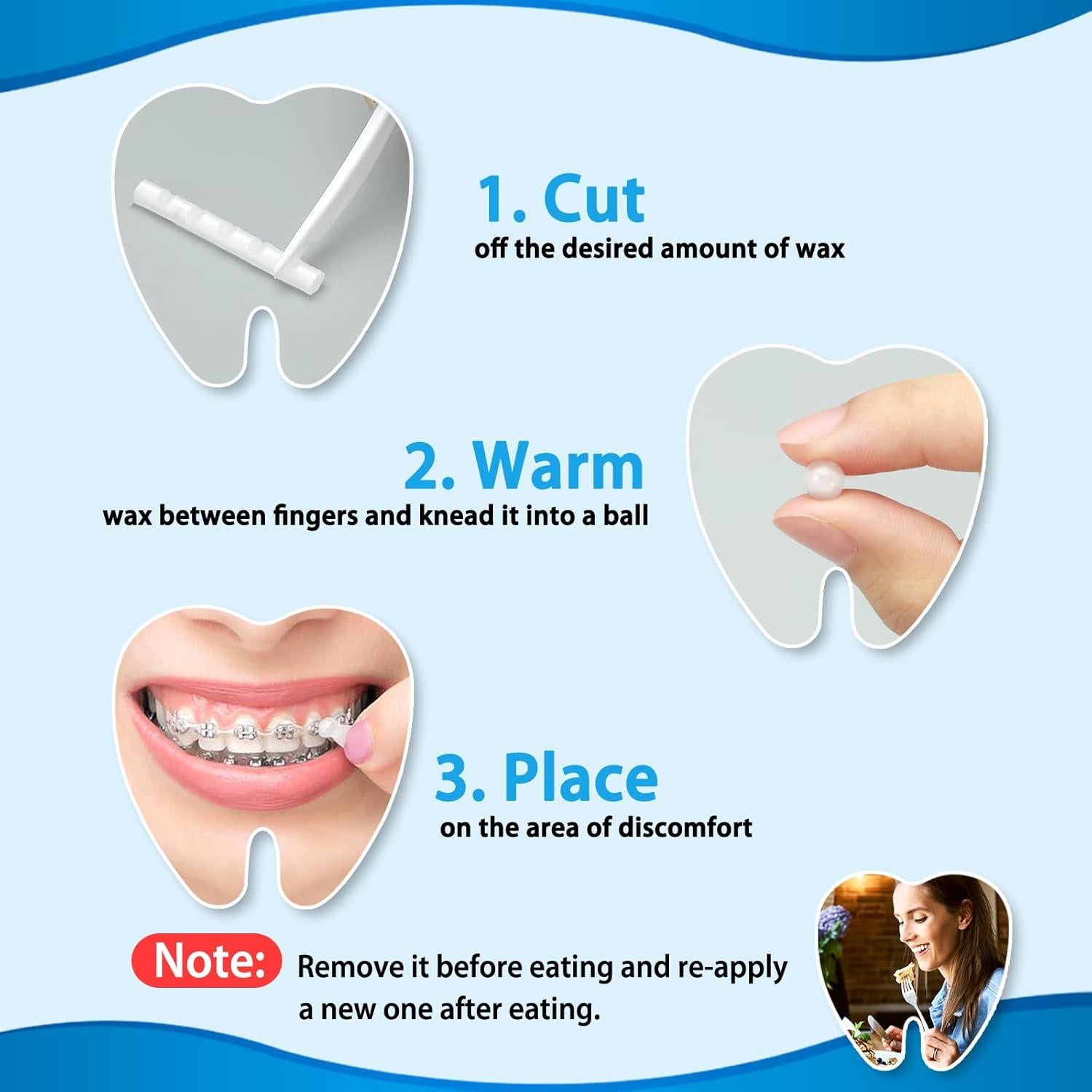 Cera para Brackets Melonsun - 10 Paquetes Pre-cortados