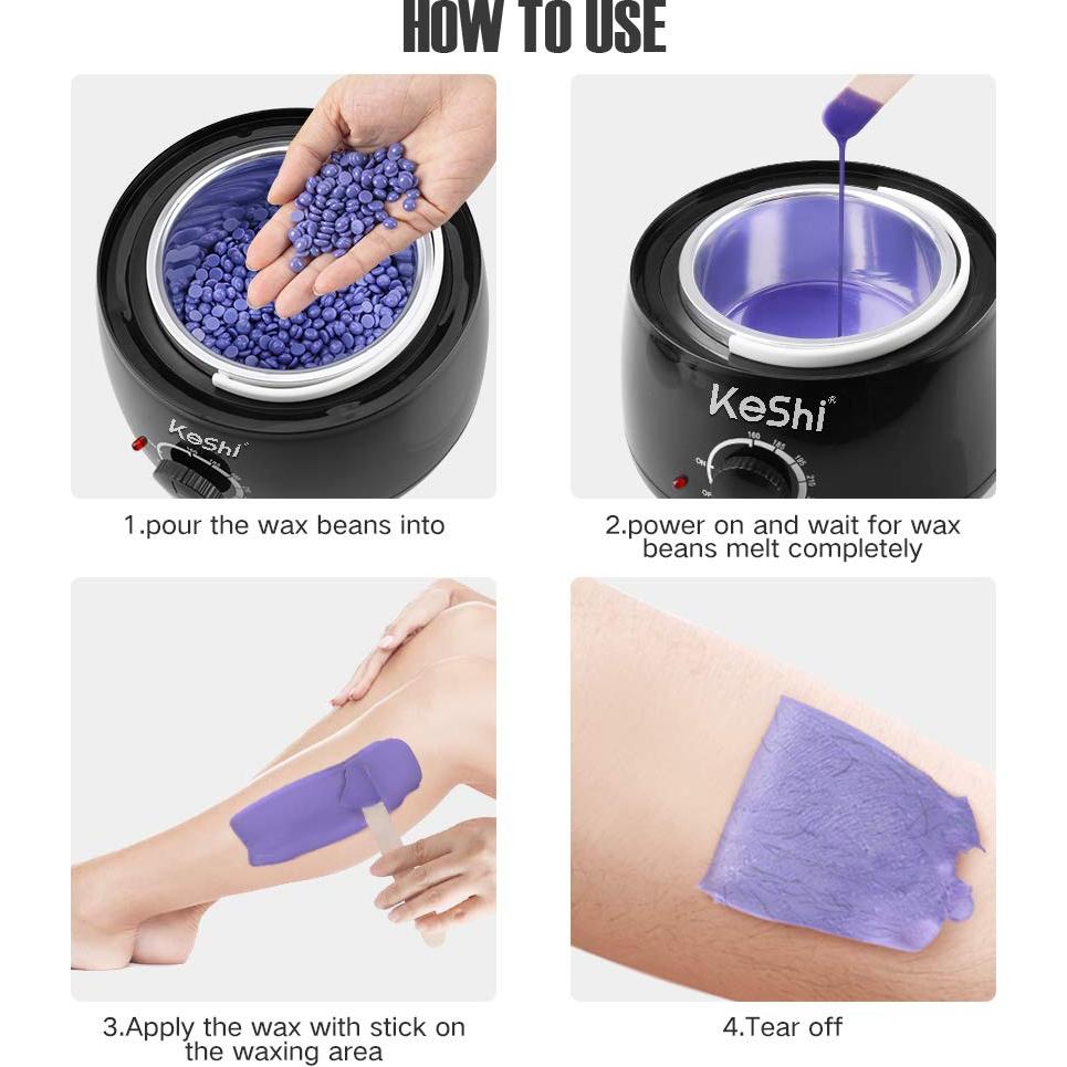 Kit de Depilación con Cera KeShi 500ml y 6 Granos Naturales
