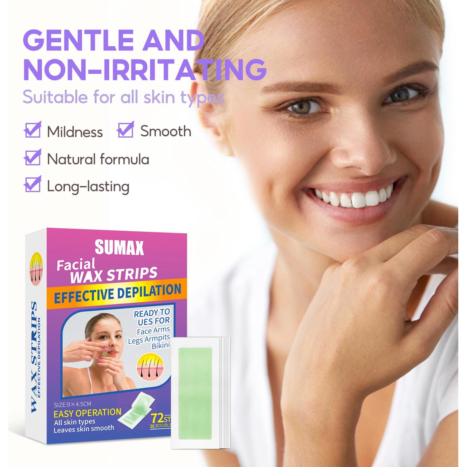 Tiras de Cera Sumax 72 Piezas Cera de Abeja y Jojoba