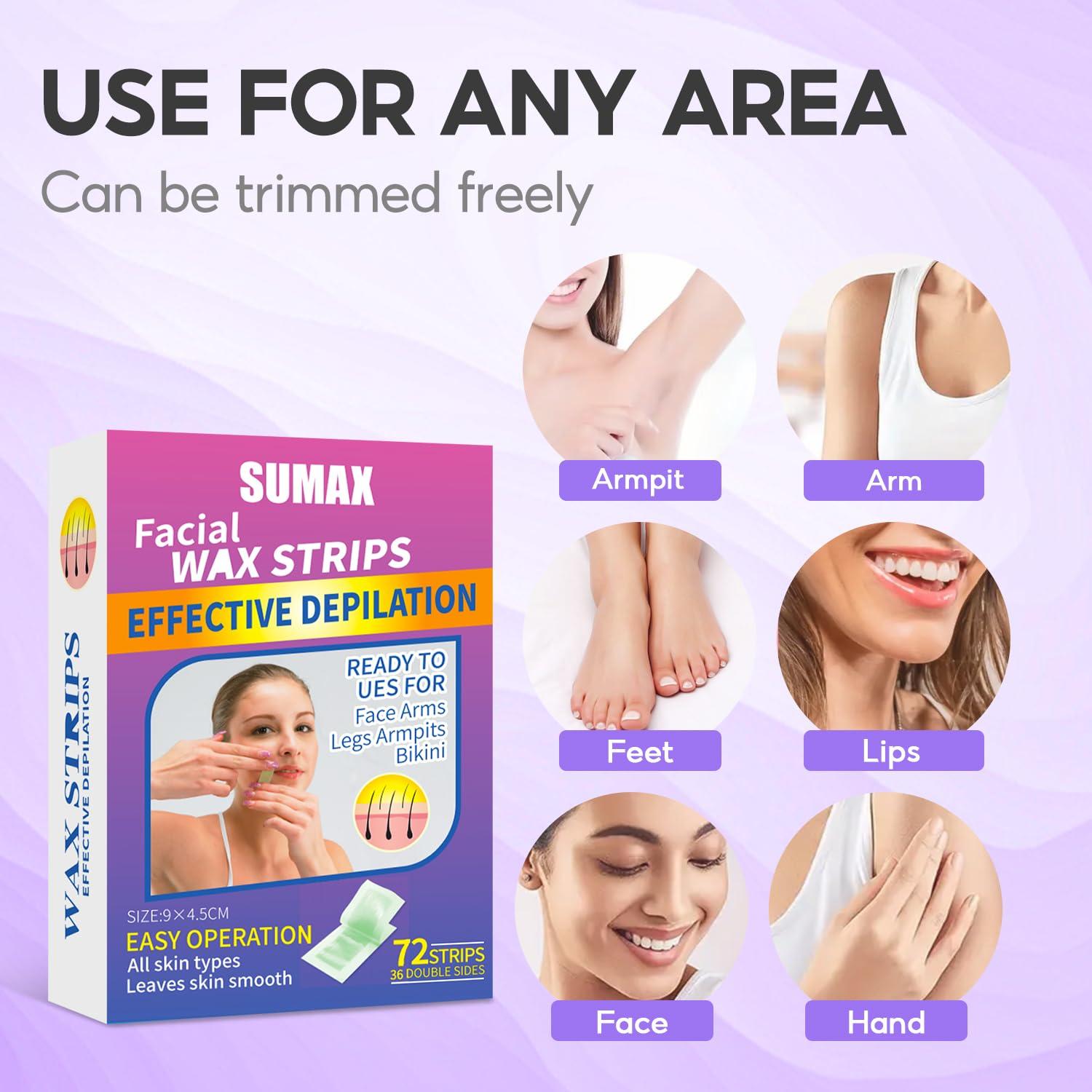 Tiras de Cera Sumax 72 Piezas Cera de Abeja y Jojoba