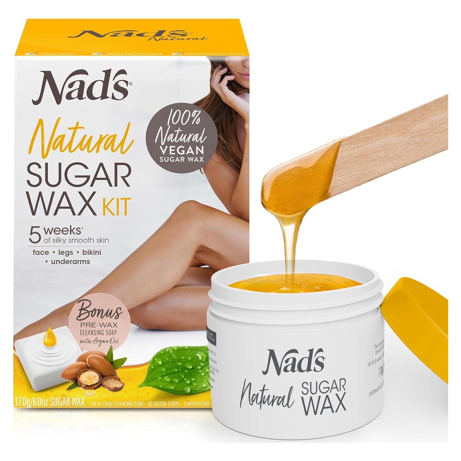 Kit de Cera de Azúcar Natural Nad's 170g Vegano Hipoalergénico