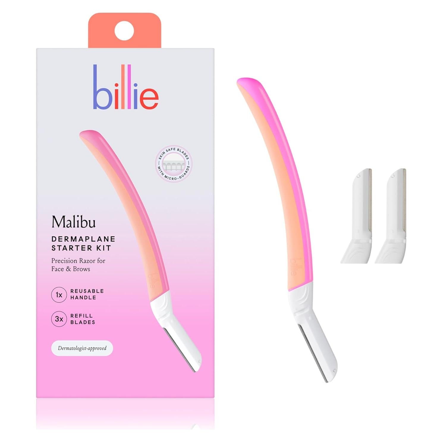 Kit Dermaplaning Billie Malibu - Mango Reutilizable + 3 Cuchillas