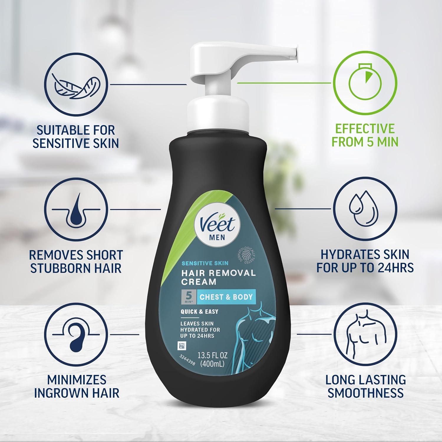 Crema Gel Depilatoria Veet para Hombres 400ml Piel Sensible