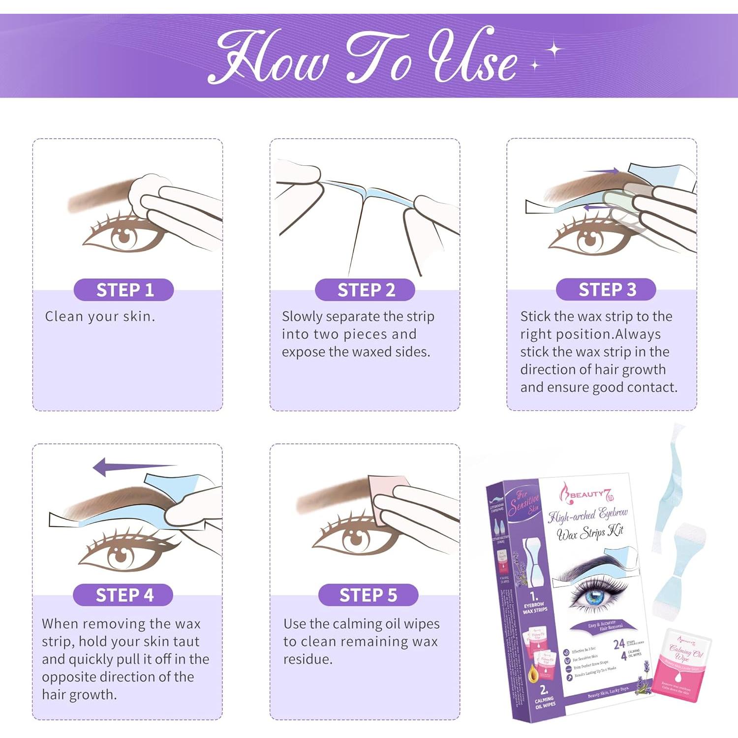 Ceras Depilatorias para Cejas Beauty7 - 24 Ceras Piel Sensible