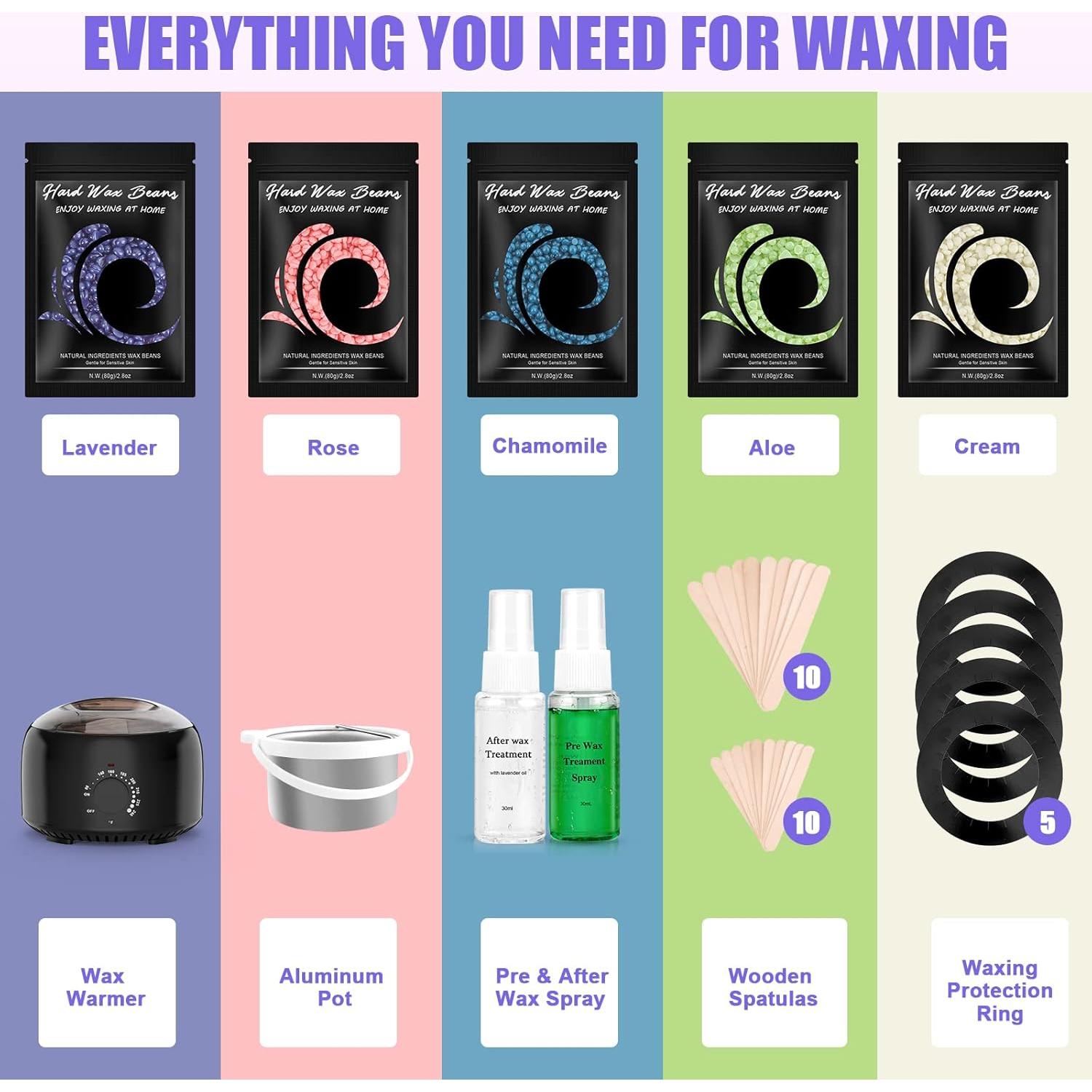 Kit de Cera Dura TIKESI 500ml con 5 Bolsas 400g