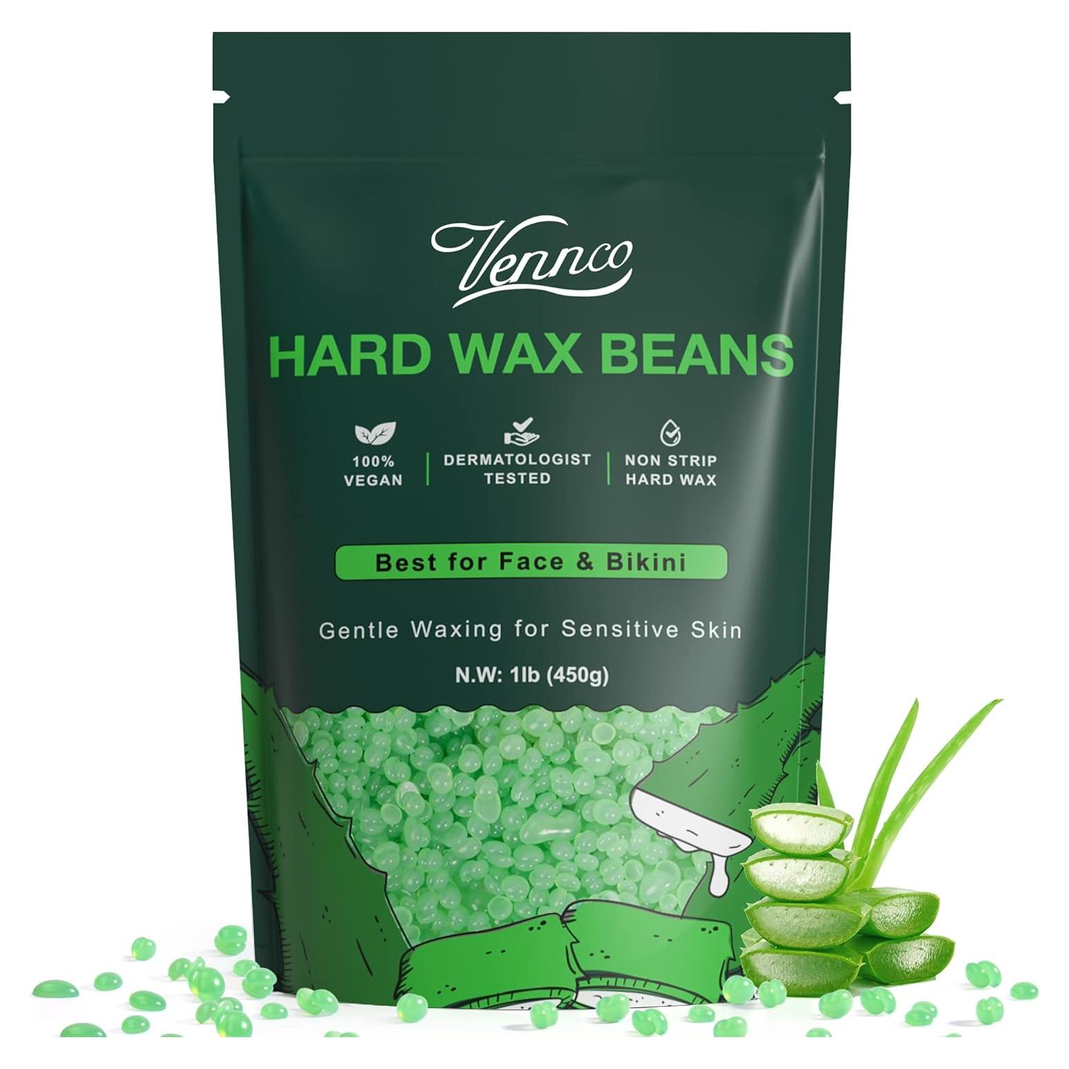 Perlas de Cera Dura VENNCO 1 lb Aloe Vera Piel Sensible