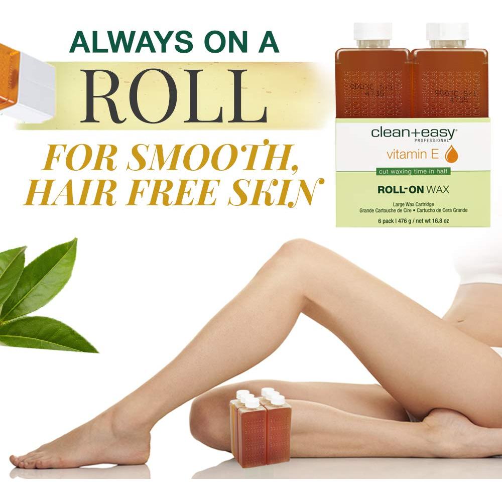 Cera Roll-On Clean + Easy Vitamina E 6 Paquetes 476g