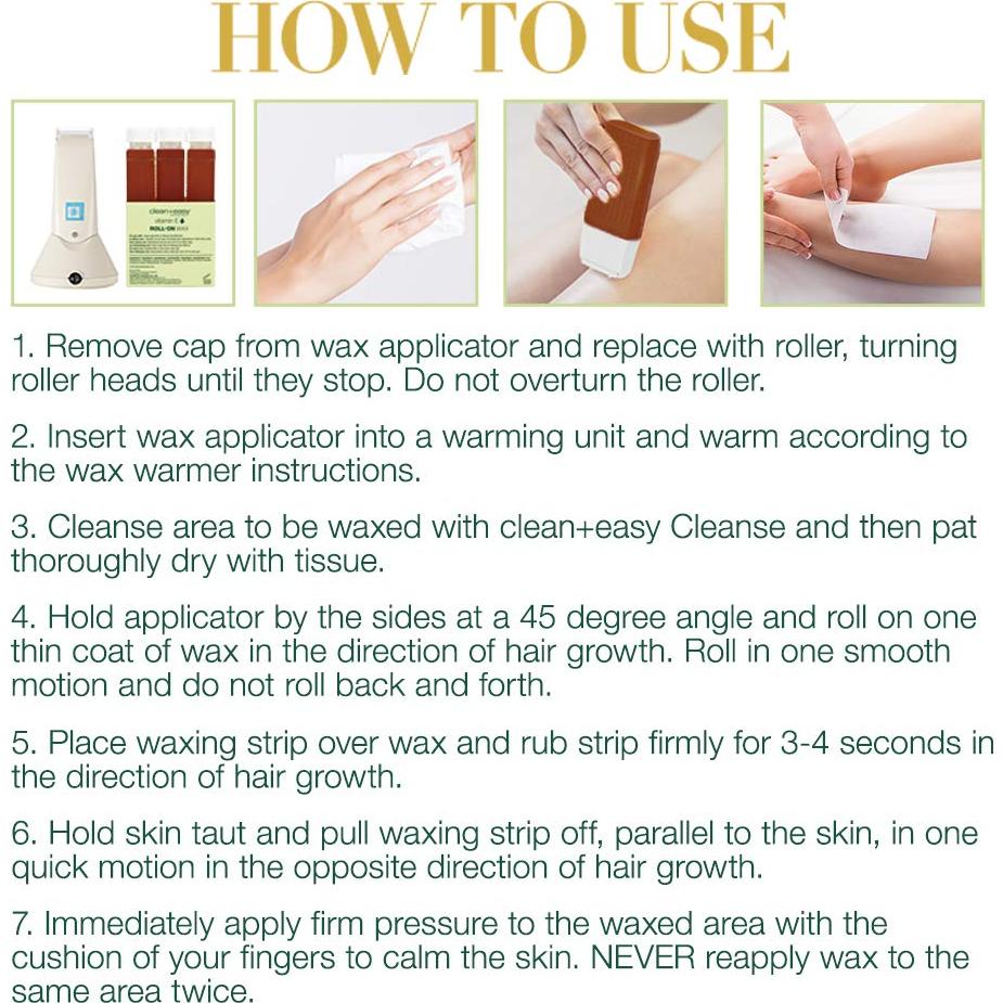 Cera Roll-On Clean + Easy Vitamina E 6 Paquetes 476g