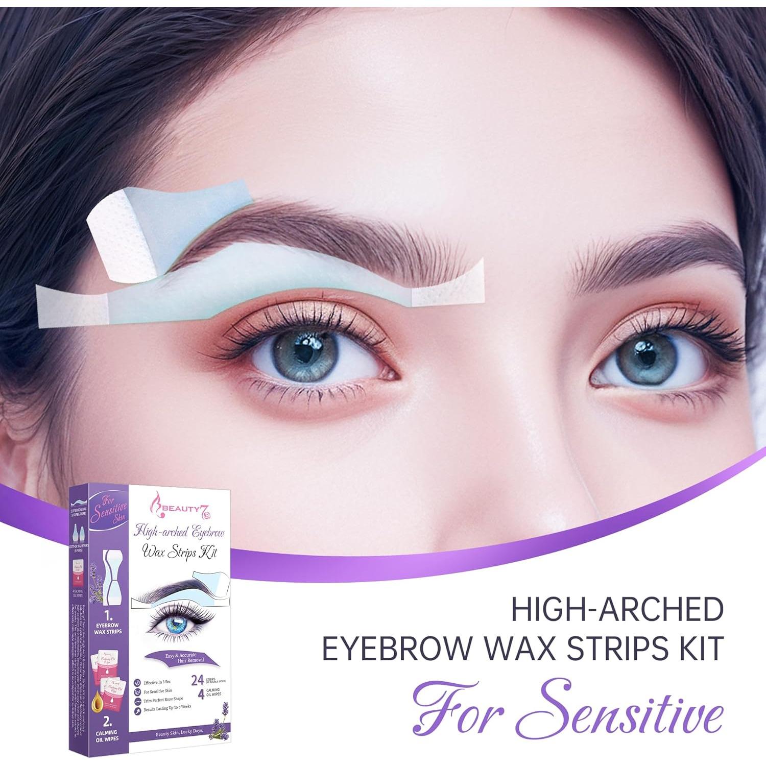 Kit de Cera para Cejas Beauty7 - 24 Tiras Piel Sensible