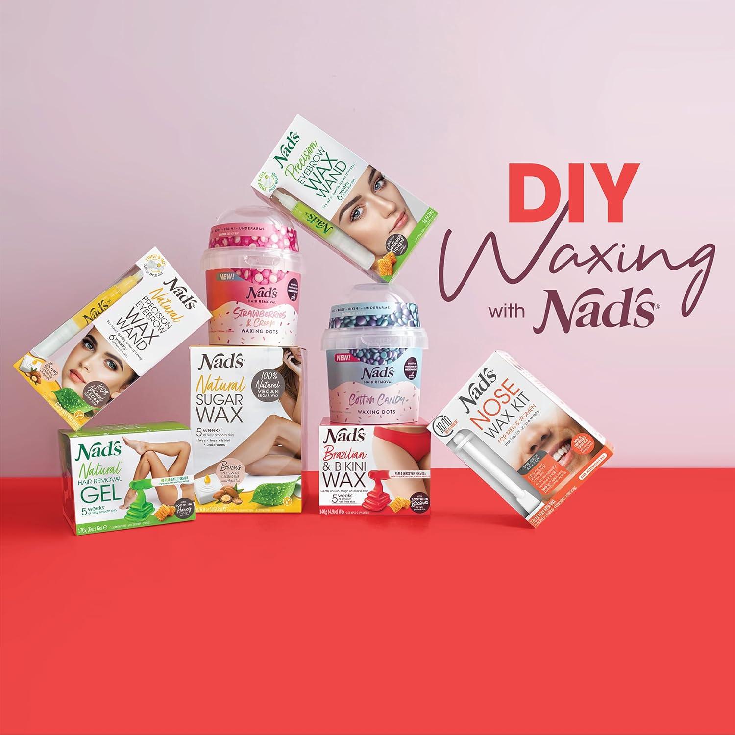 Kit de Cera Dura Brasileña Nad's 140g + Toallitas y Espátulas