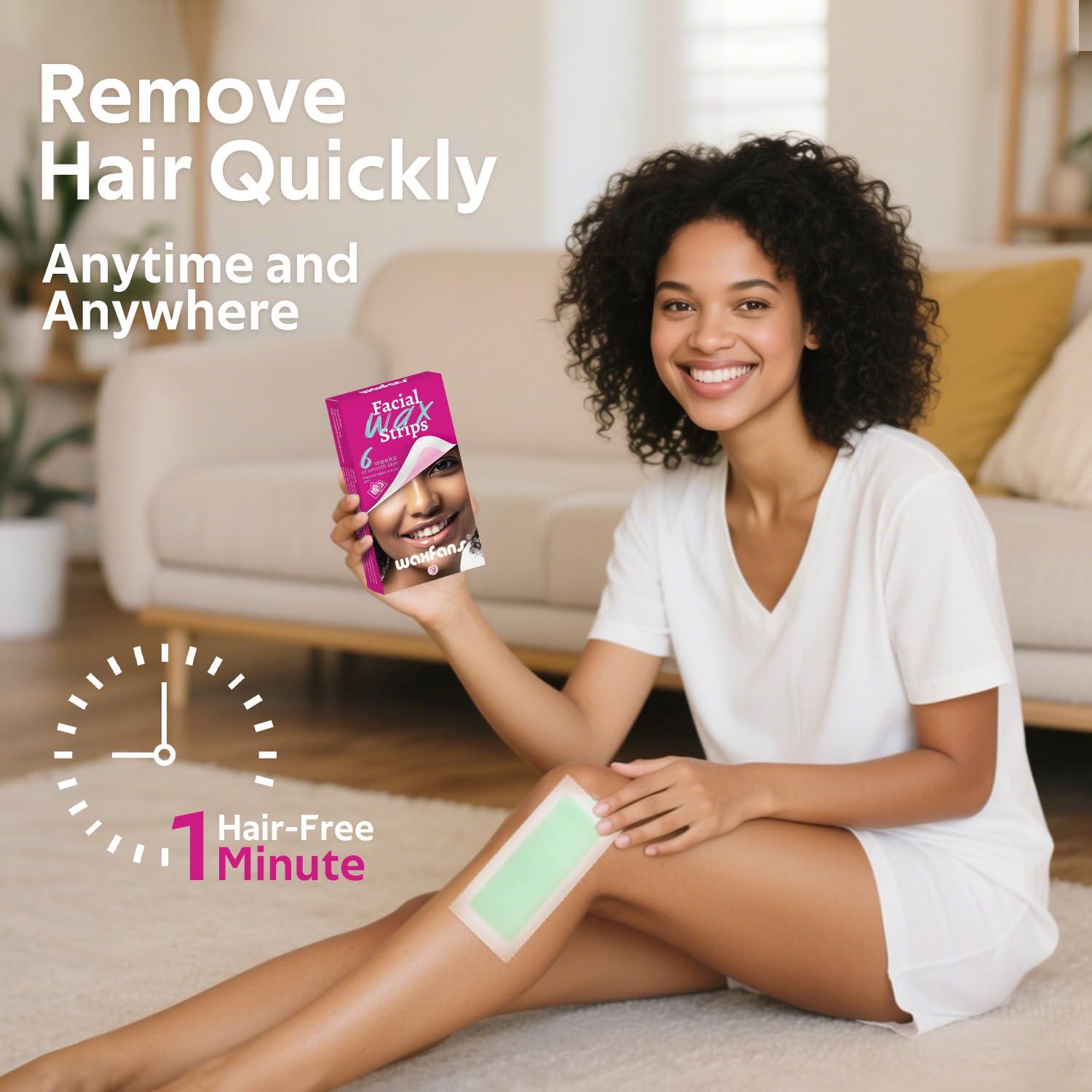 Tiras de Cera Depilatorias Waxfans 60 Pcs para Cejas y Labios