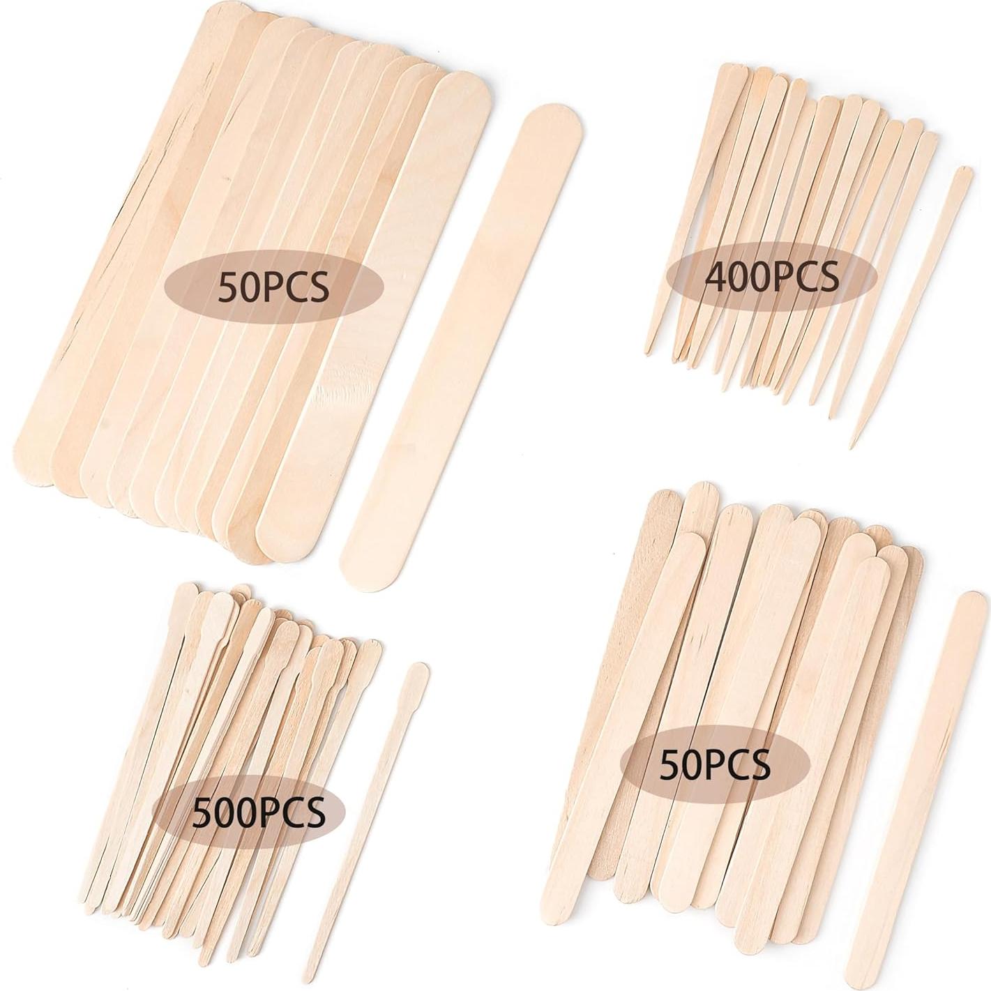 1000 Palitos de Cera de Madera JIUHSHN - 4 Estilos Variados