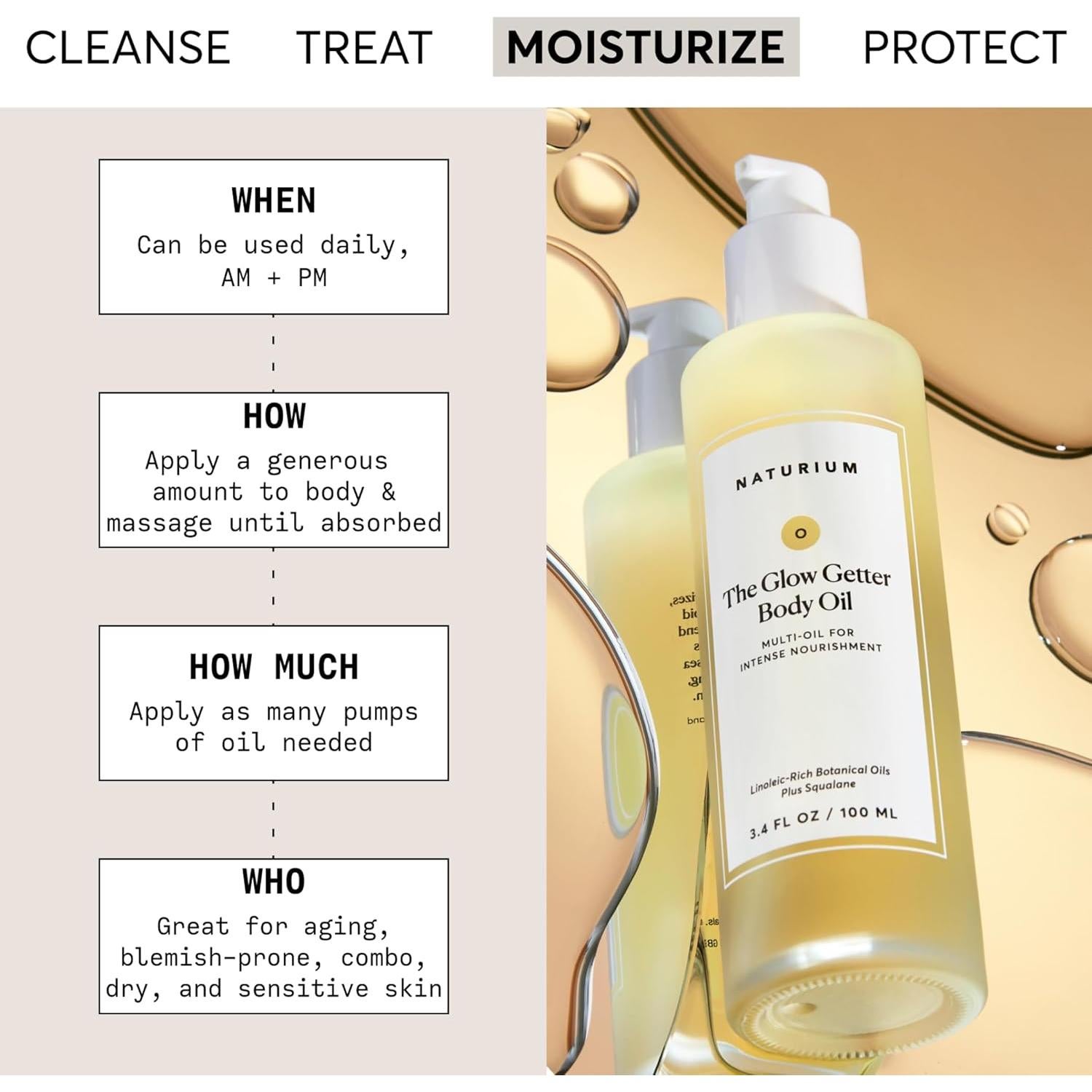 Aceite Corporal Naturium Glow Getter 96 ml Hidratante Vegano