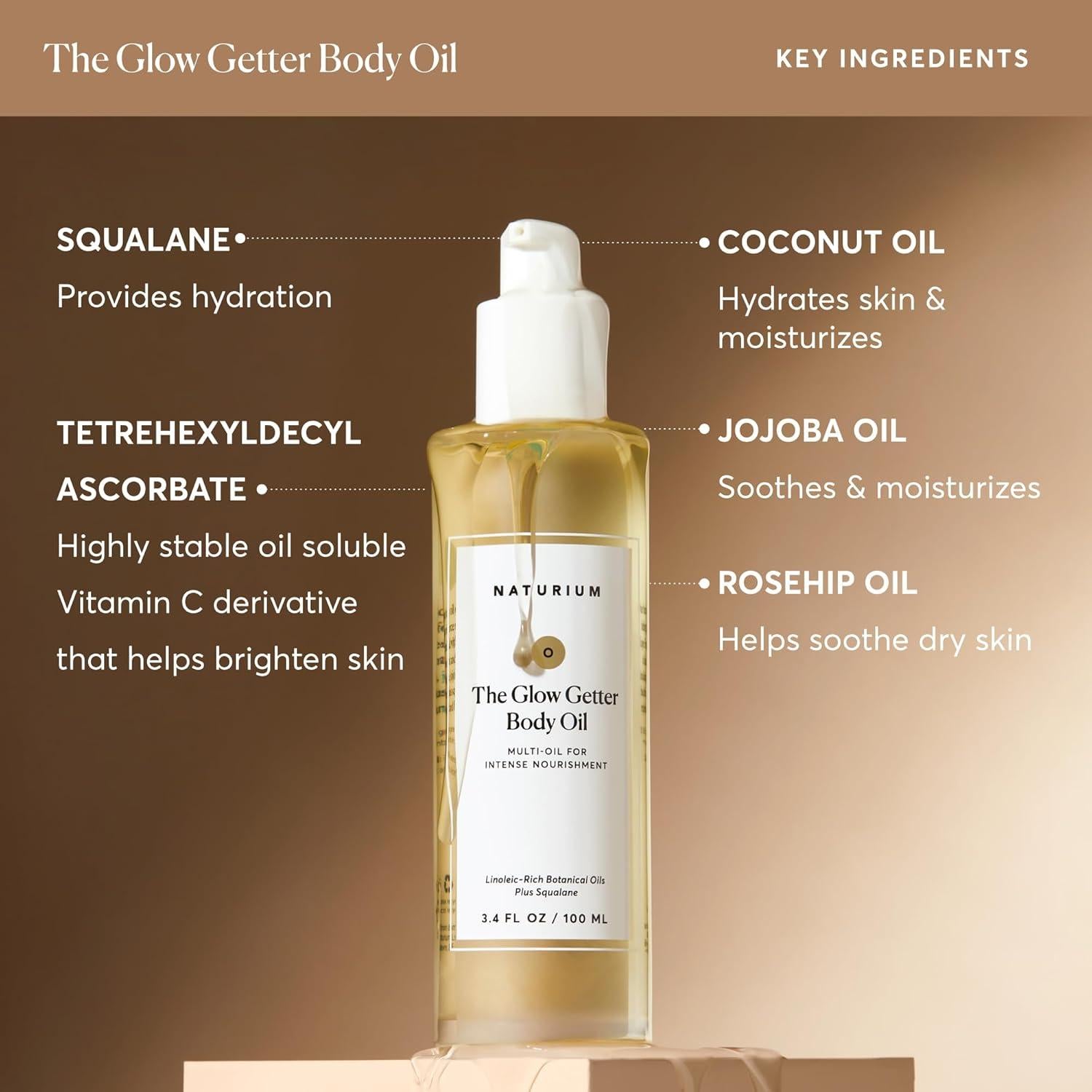 Aceite Corporal Naturium Glow Getter 96 ml Hidratante Vegano