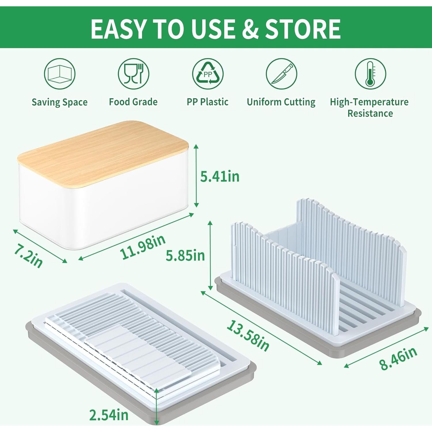 Cortador de Pan CAWIU con Caja Plegable y Bandeja 7.5L